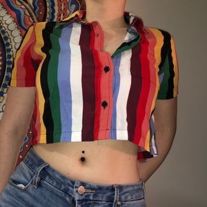 Striped button down crop top